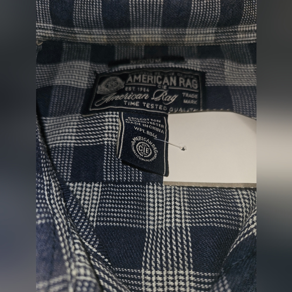 American Rag Mens Blue Casual Check Shirt - Picture 3 of 3